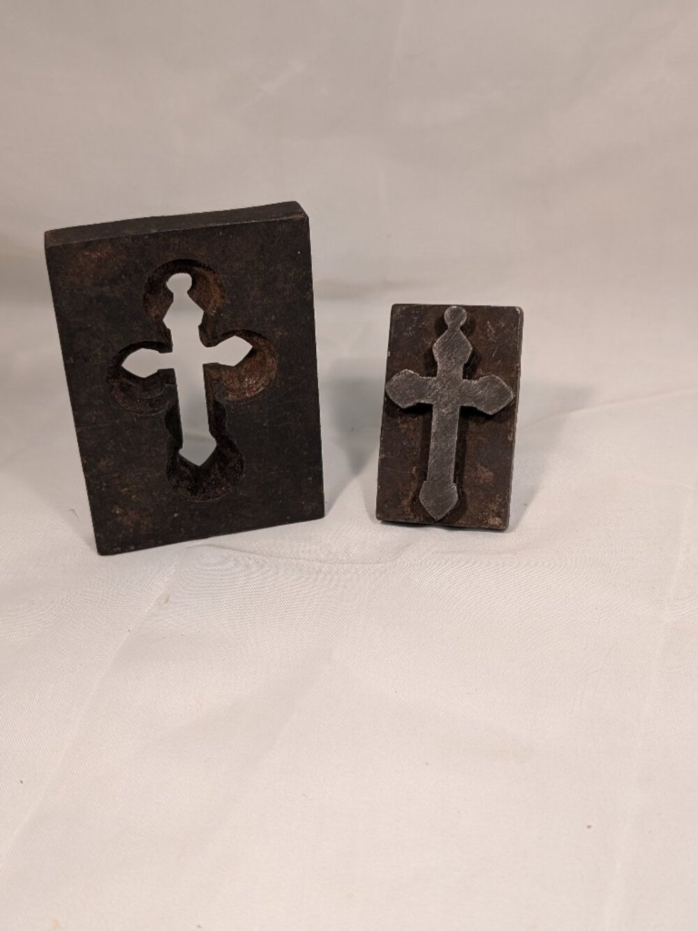 CAST IRON JEWELERY CROSS MOULD MOLD WE BELIEVE TAKE A LOOK